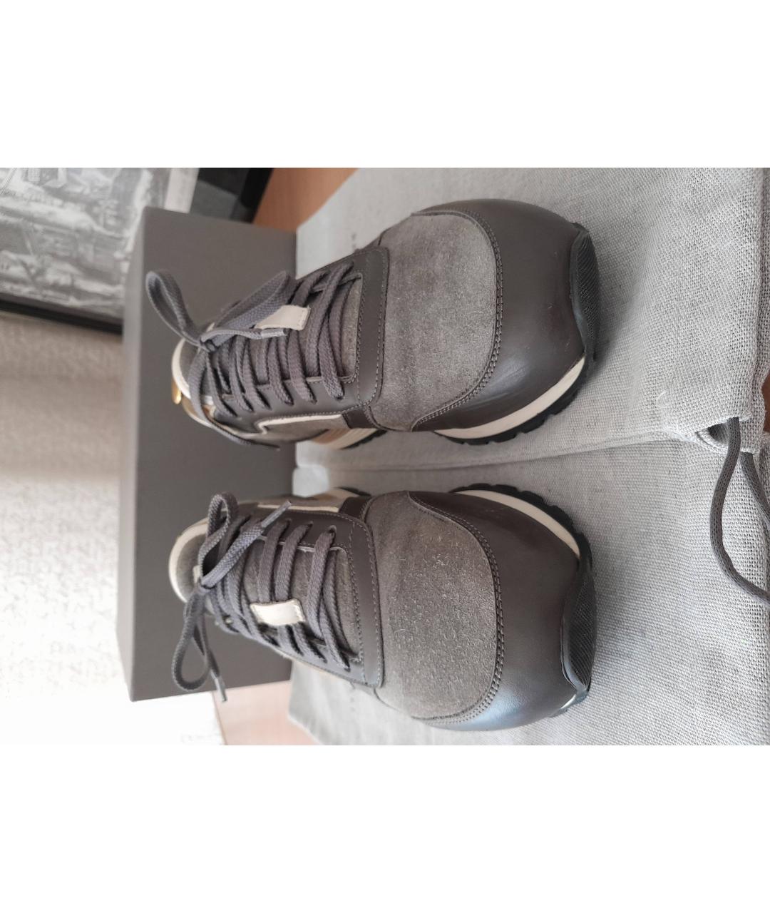 BRUNELLO CUCINELLI Антрацитовые замшевые низкие кроссовки / кеды, фото 2