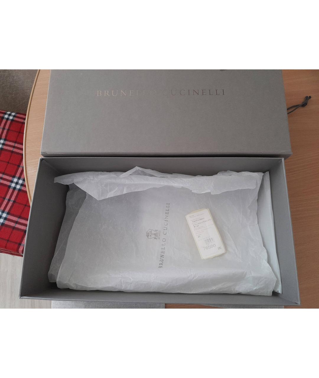 BRUNELLO CUCINELLI Антрацитовые замшевые низкие кроссовки / кеды, фото 6