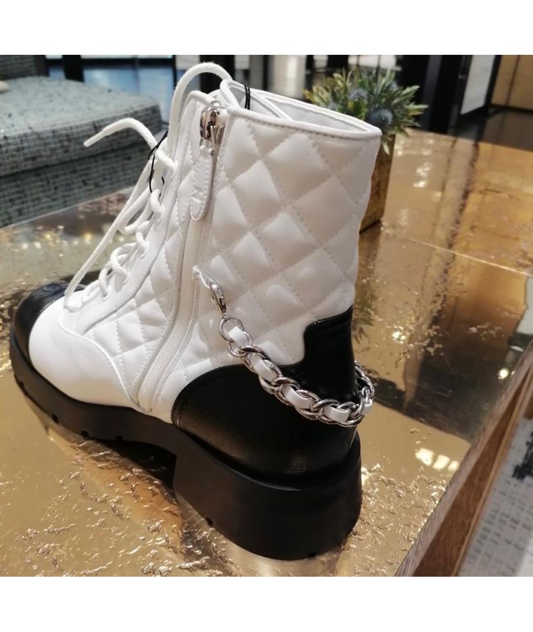 CHANEL Белые кожаные ботинки, фото 4