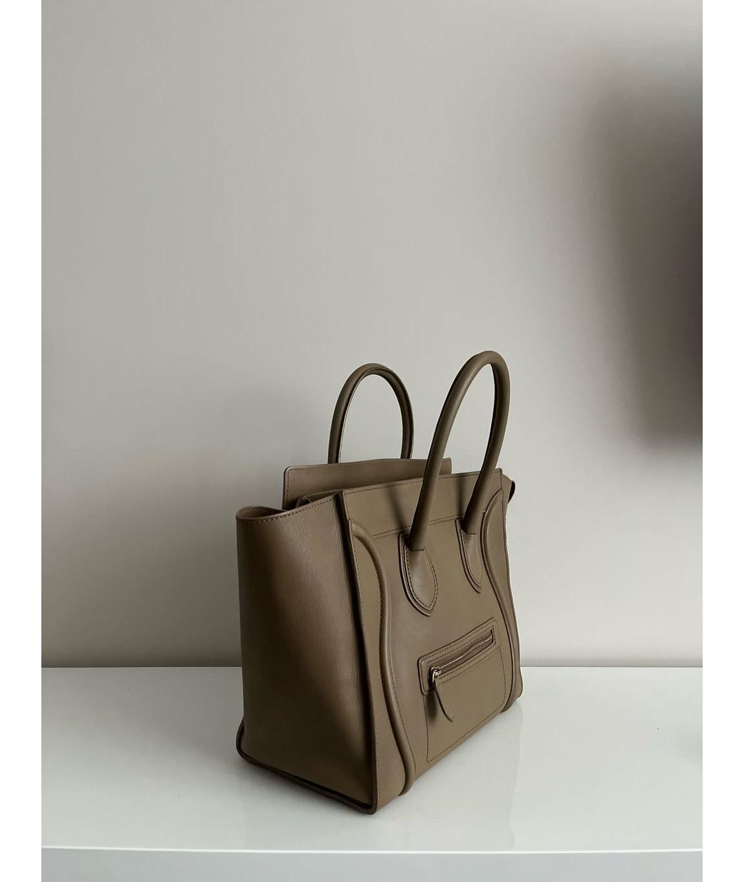 CELINE Серая кожаная сумка с короткими ручками, фото 2