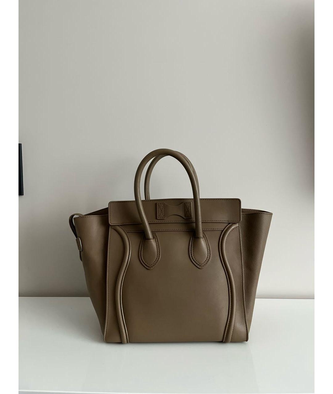 CELINE Серая кожаная сумка с короткими ручками, фото 3