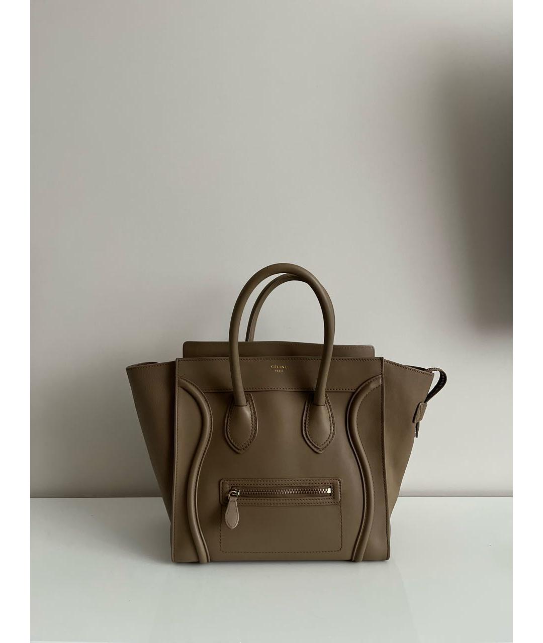 CELINE Серая кожаная сумка с короткими ручками, фото 9