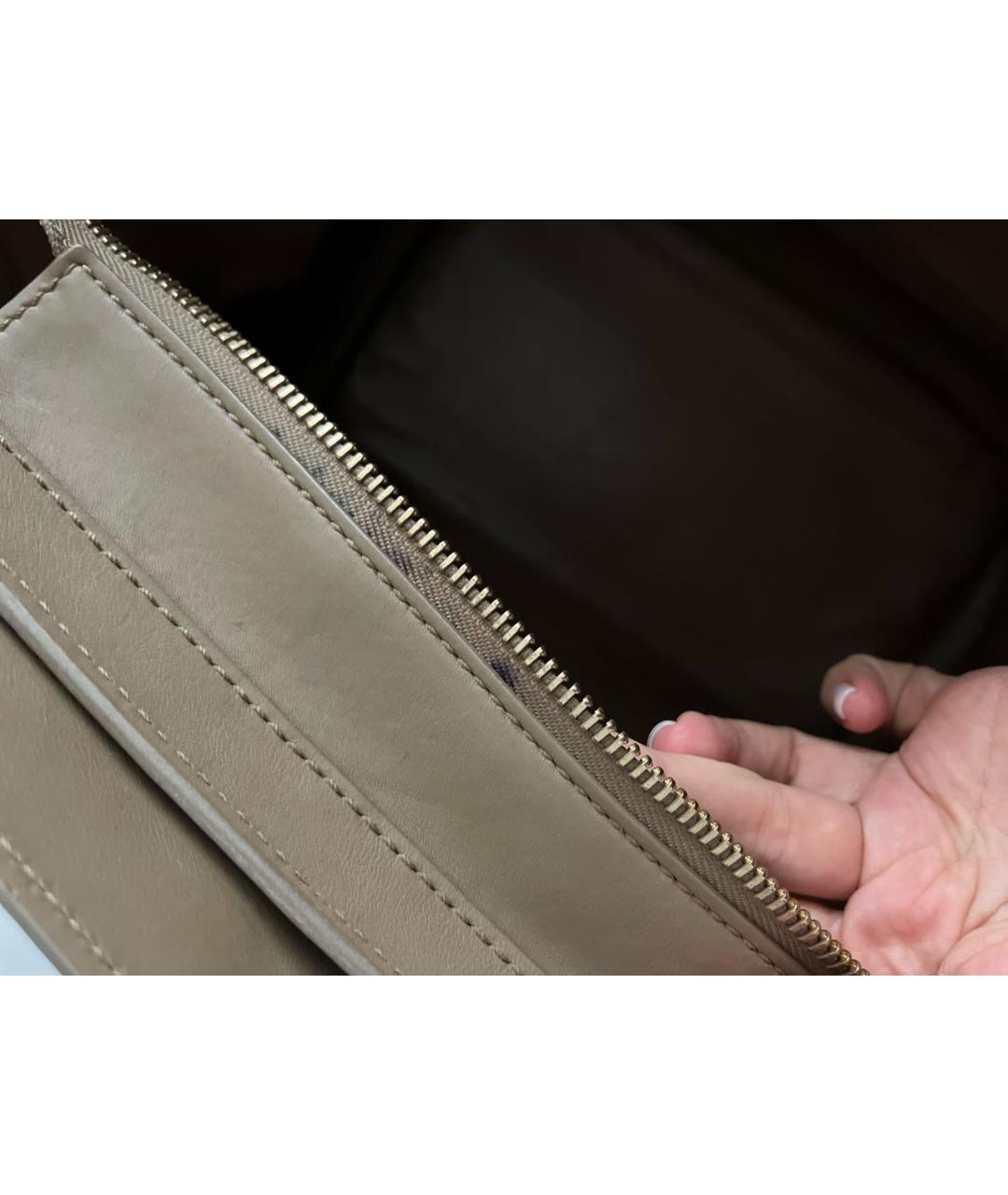 CELINE Серая кожаная сумка с короткими ручками, фото 5