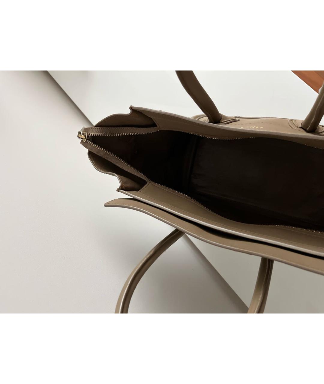 CELINE Серая кожаная сумка с короткими ручками, фото 4