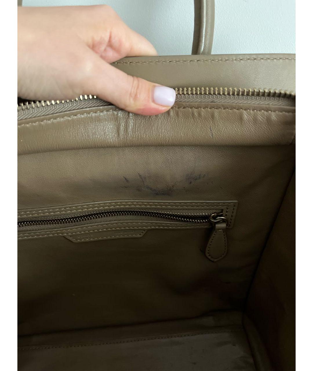 CELINE Серая кожаная сумка с короткими ручками, фото 6