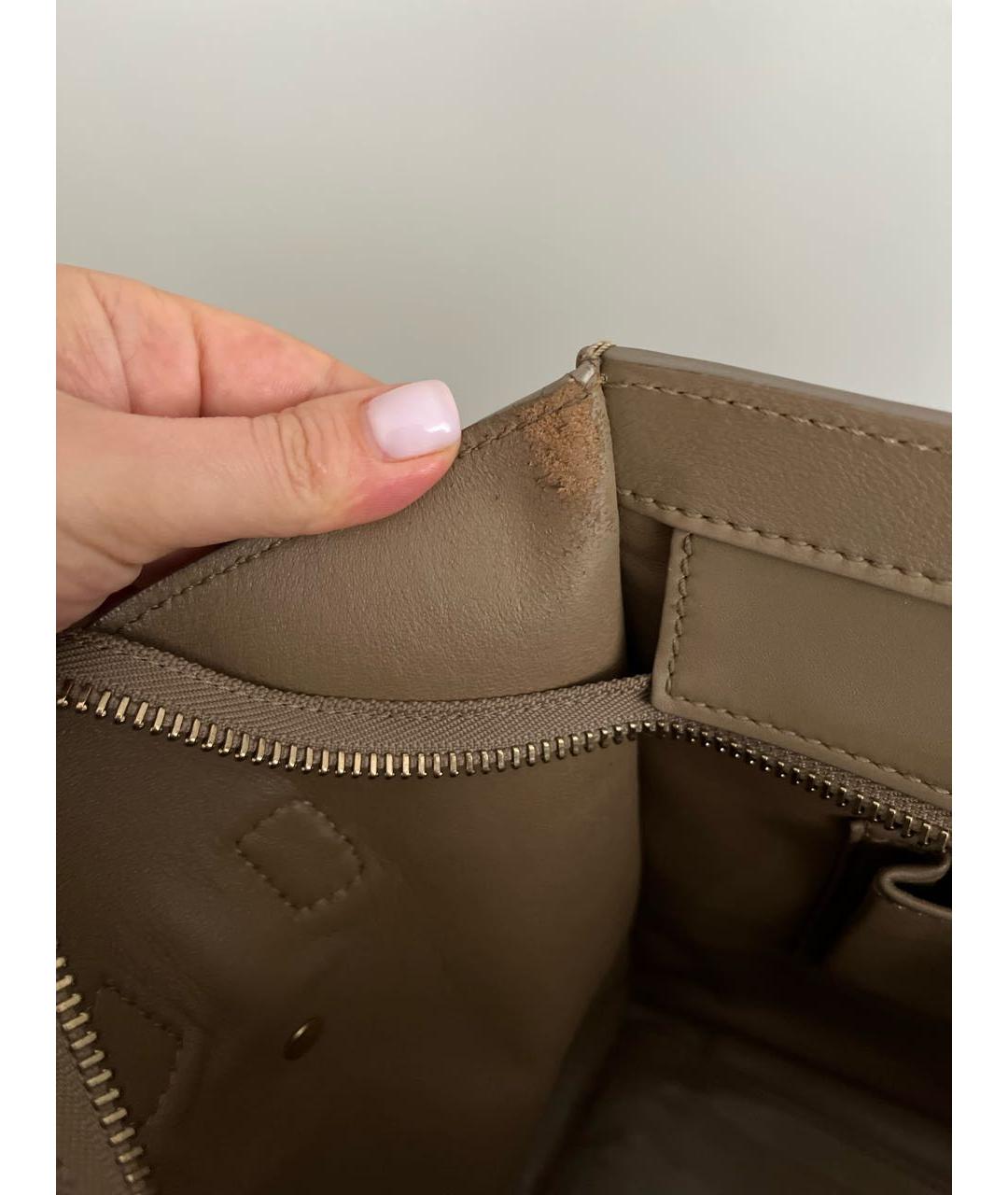 CELINE Серая кожаная сумка с короткими ручками, фото 7