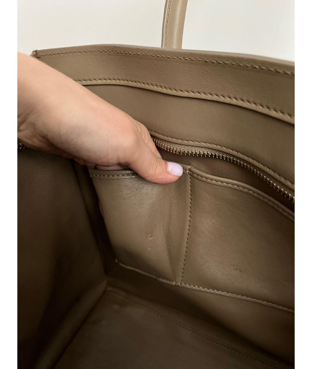 CELINE Серая кожаная сумка с короткими ручками, фото 8