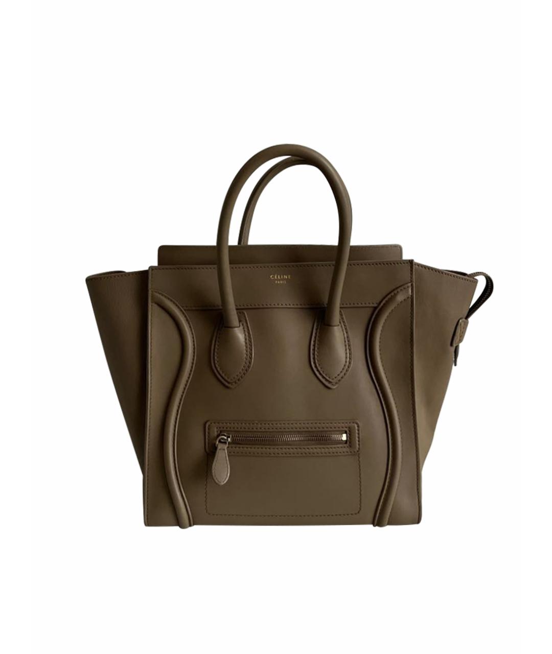 CELINE Серая кожаная сумка с короткими ручками, фото 1