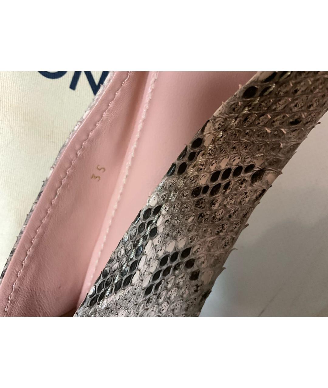LOUIS VUITTON Розовые балетки из кожи питона, фото 9