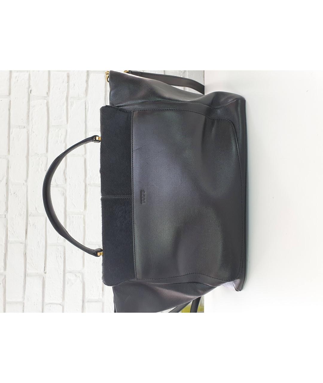 TOD'S Черная кожаная сумка с короткими ручками, фото 3