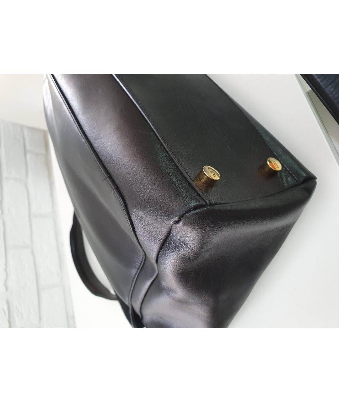 TOD'S Черная кожаная сумка с короткими ручками, фото 8