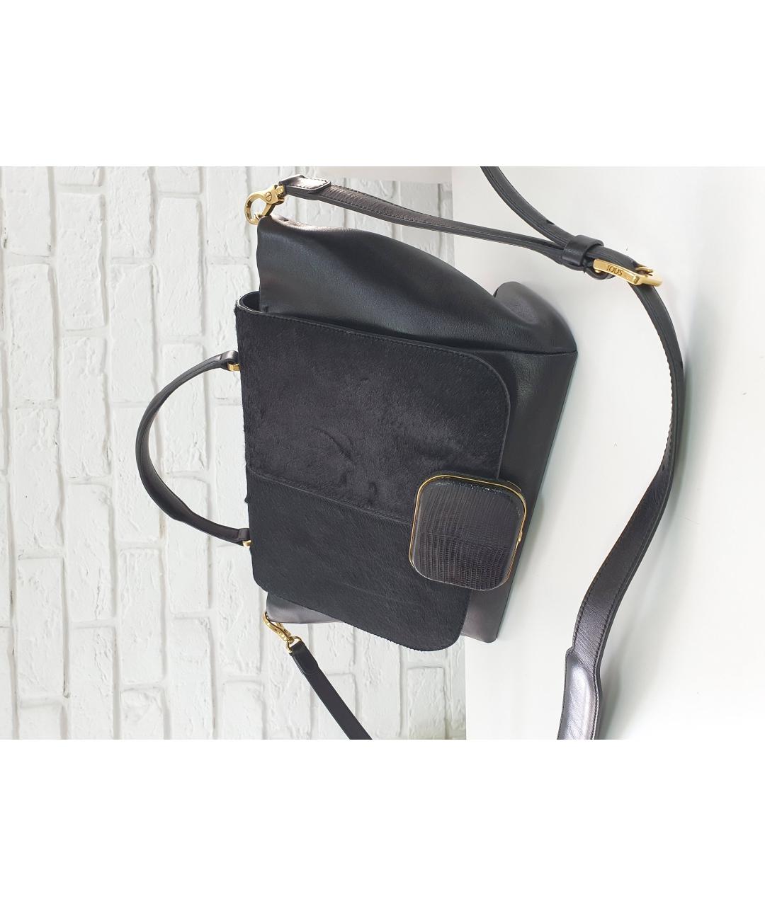 TOD'S Черная кожаная сумка с короткими ручками, фото 2