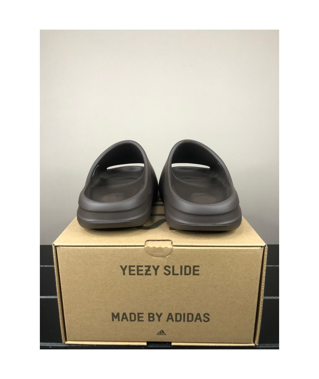 ADIDAS YEEZY Коричневые резиновые шлепанцы, фото 4