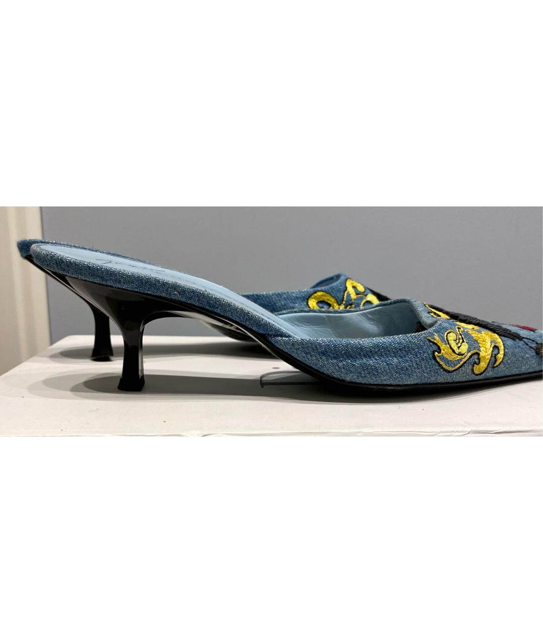 GIUSEPPE ZANOTTI DESIGN Голубые кожаные мюли, фото 6