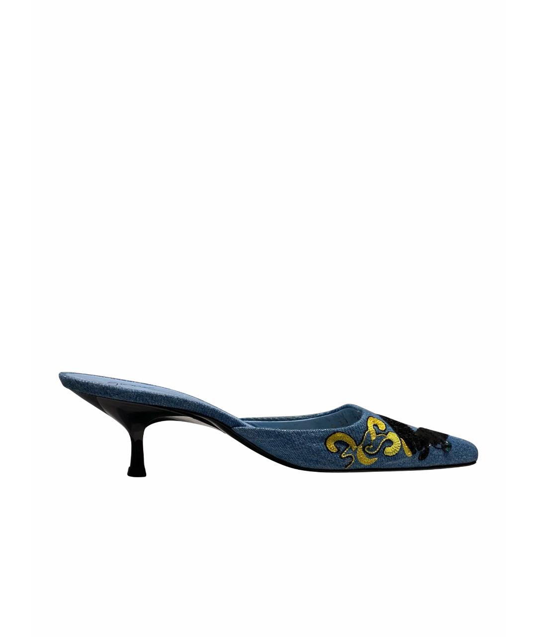 GIUSEPPE ZANOTTI DESIGN Голубые кожаные мюли, фото 1