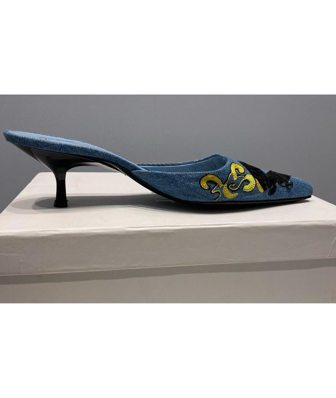 GIUSEPPE ZANOTTI DESIGN Голубые кожаные мюли, фото 8