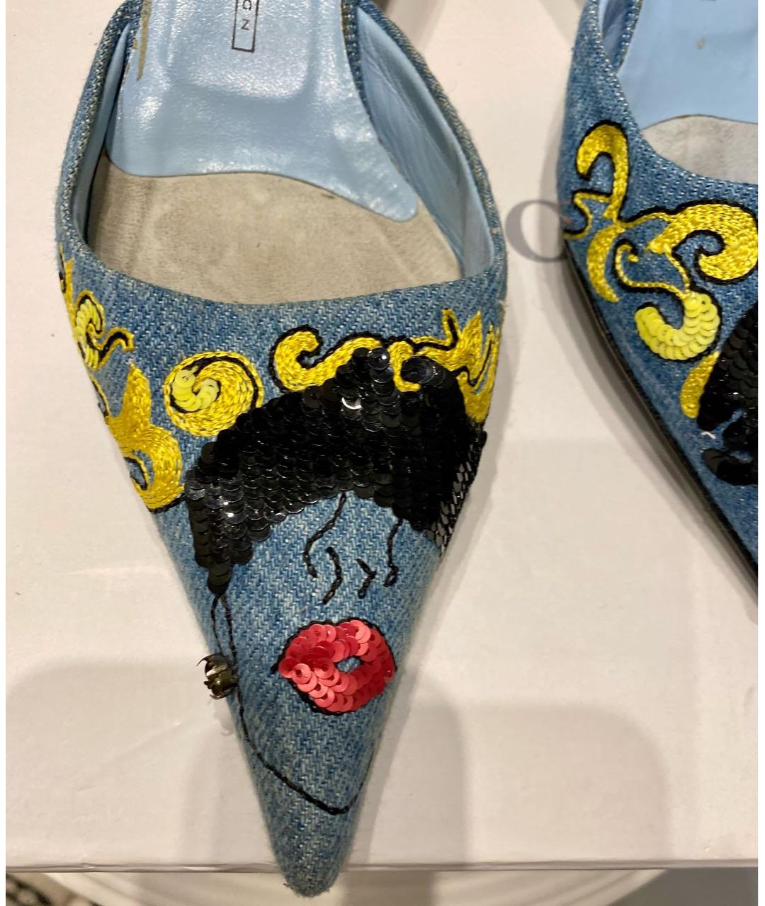 GIUSEPPE ZANOTTI DESIGN Голубые кожаные мюли, фото 7