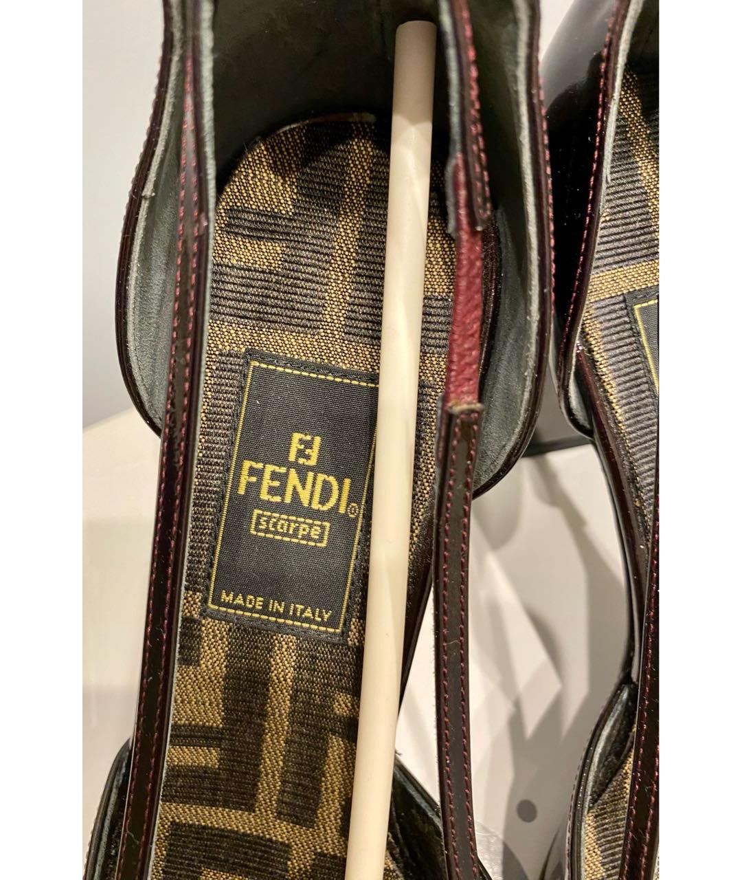 FENDI Бордовые кожаные туфли, фото 8