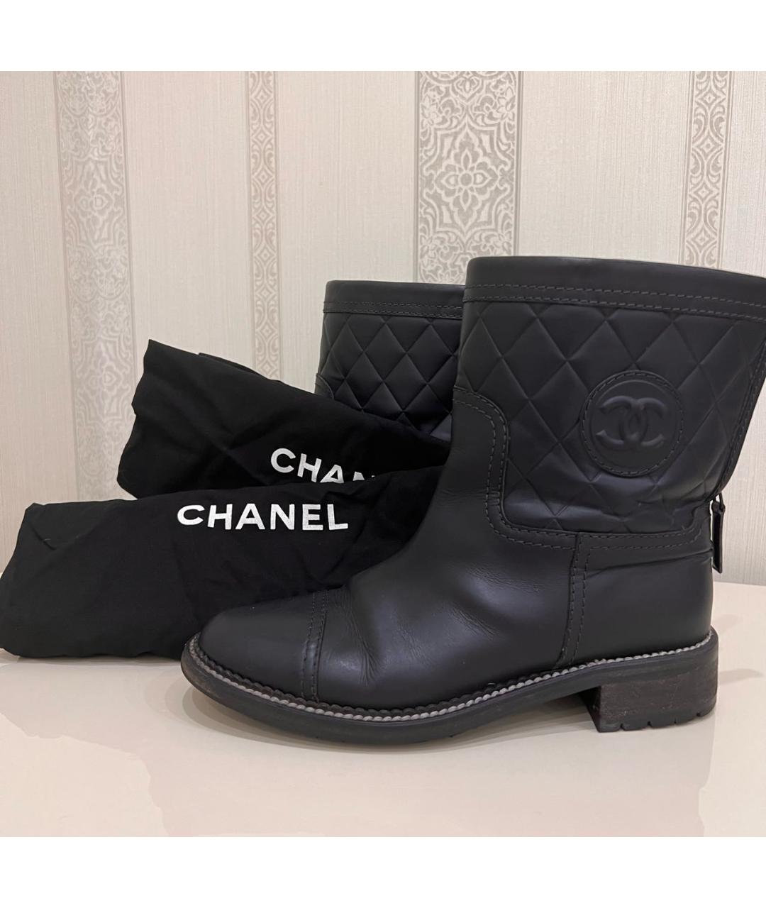 CHANEL PRE-OWNED Темно-синие кожаные низкие ботинки, фото 5