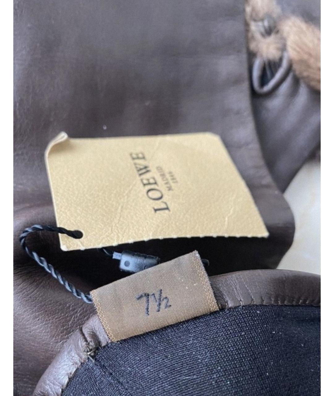 LOEWE Коричневые кожаные перчатки, фото 8