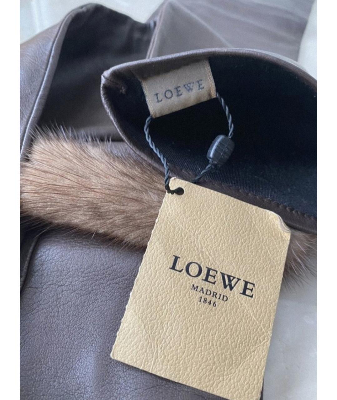 LOEWE Коричневые кожаные перчатки, фото 6