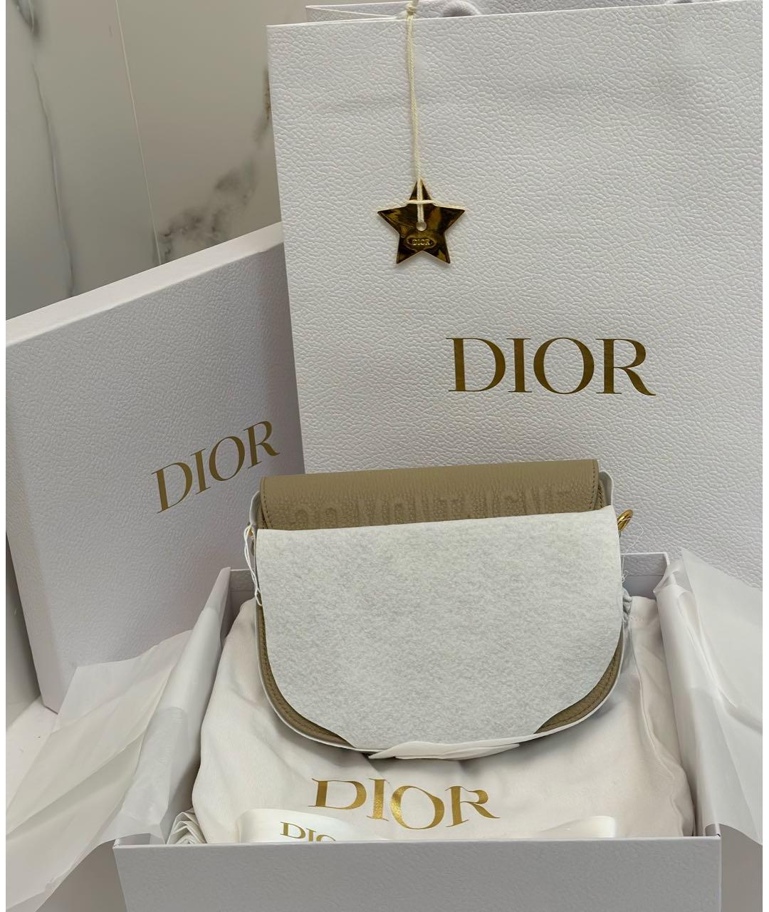 CHRISTIAN DIOR Бежевая кожаная сумка через плечо, фото 4