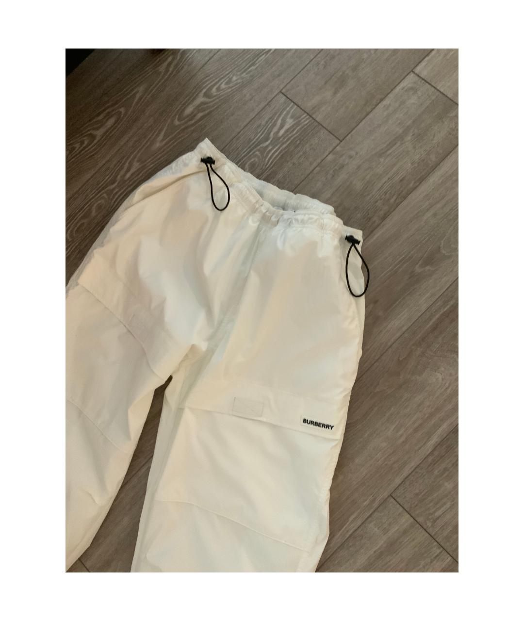 BURBERRY Белые синтетические повседневные брюки, фото 4