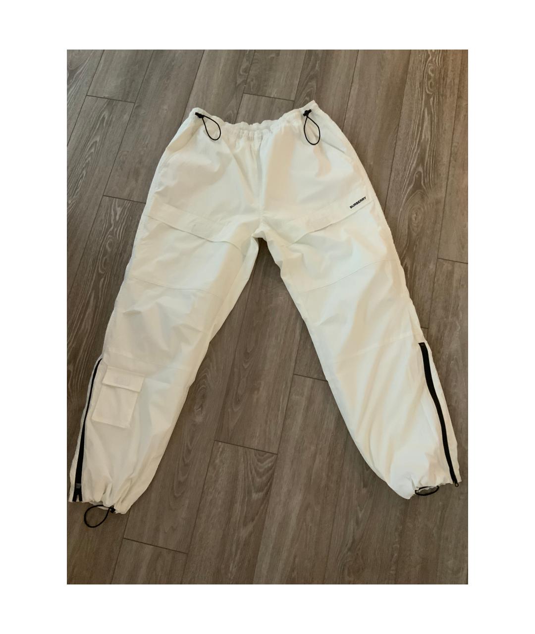 BURBERRY Белые синтетические повседневные брюки, фото 2