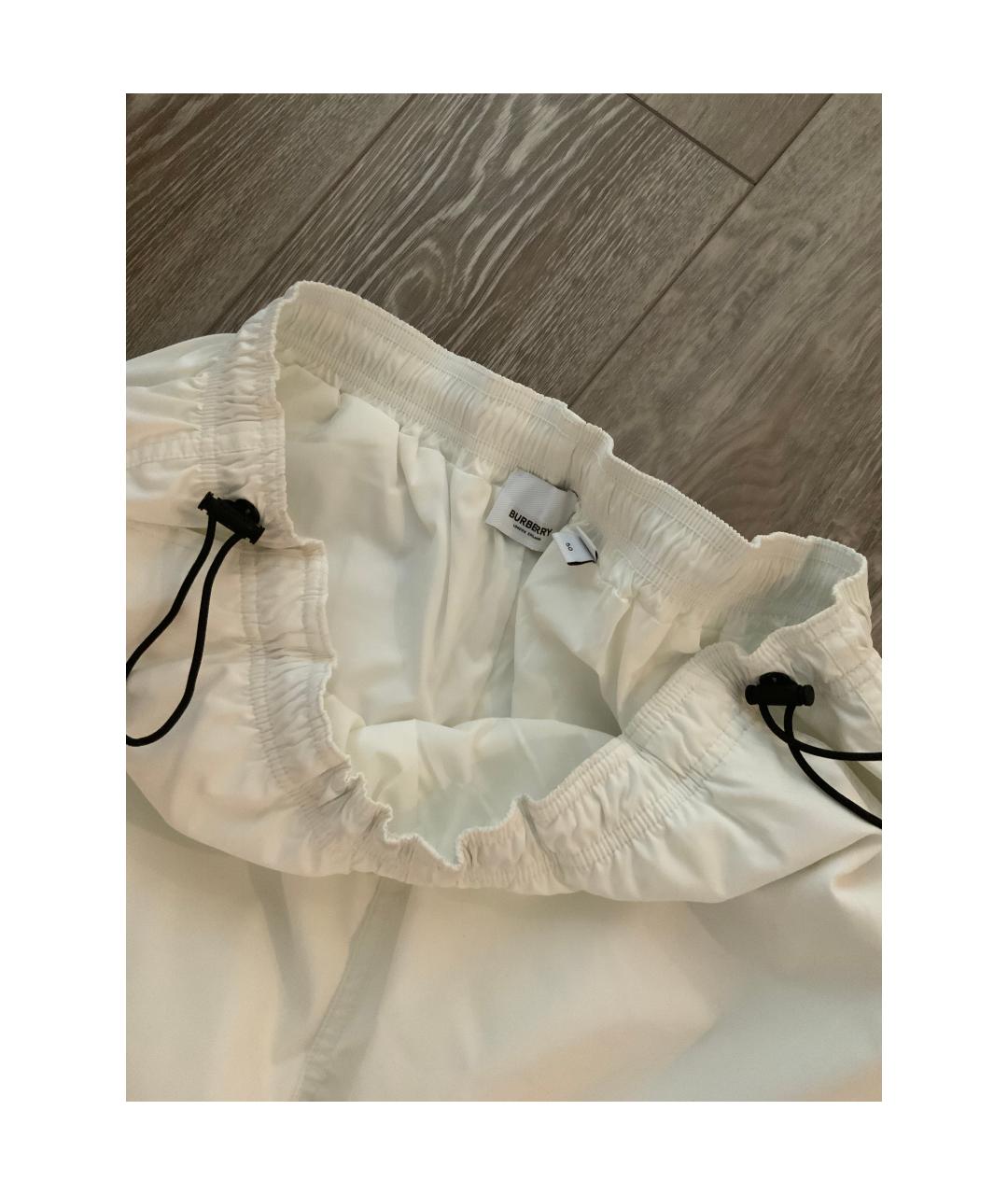 BURBERRY Белые синтетические повседневные брюки, фото 5