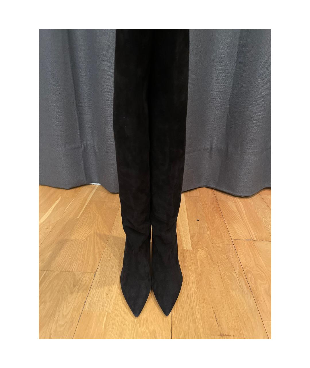 SAINT LAURENT Черные замшевые сапоги, фото 2