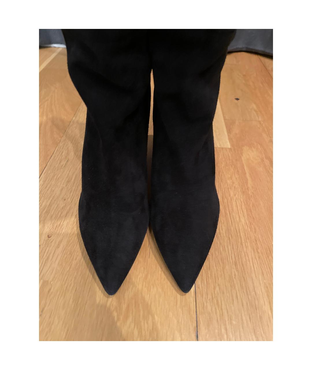 SAINT LAURENT Черные замшевые сапоги, фото 3