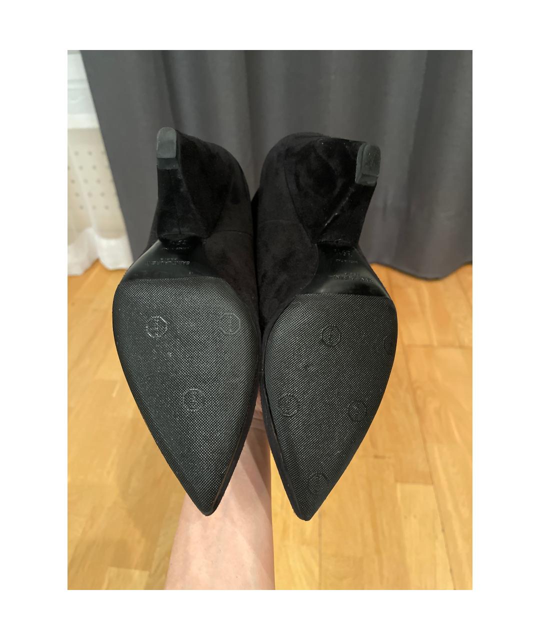 SAINT LAURENT Черные замшевые сапоги, фото 5
