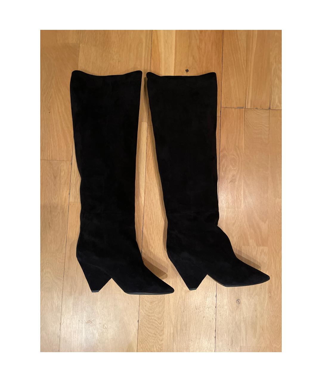 SAINT LAURENT Черные замшевые сапоги, фото 7