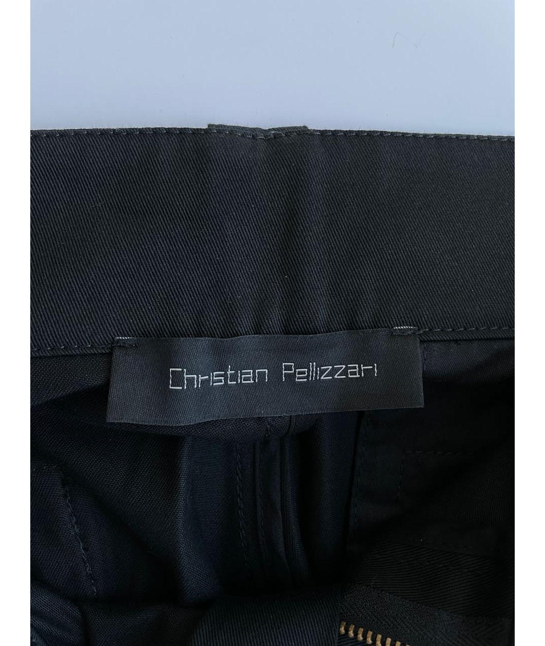 CHRISTIAN PELLIZZARI Черные хлопковые повседневные брюки, фото 6