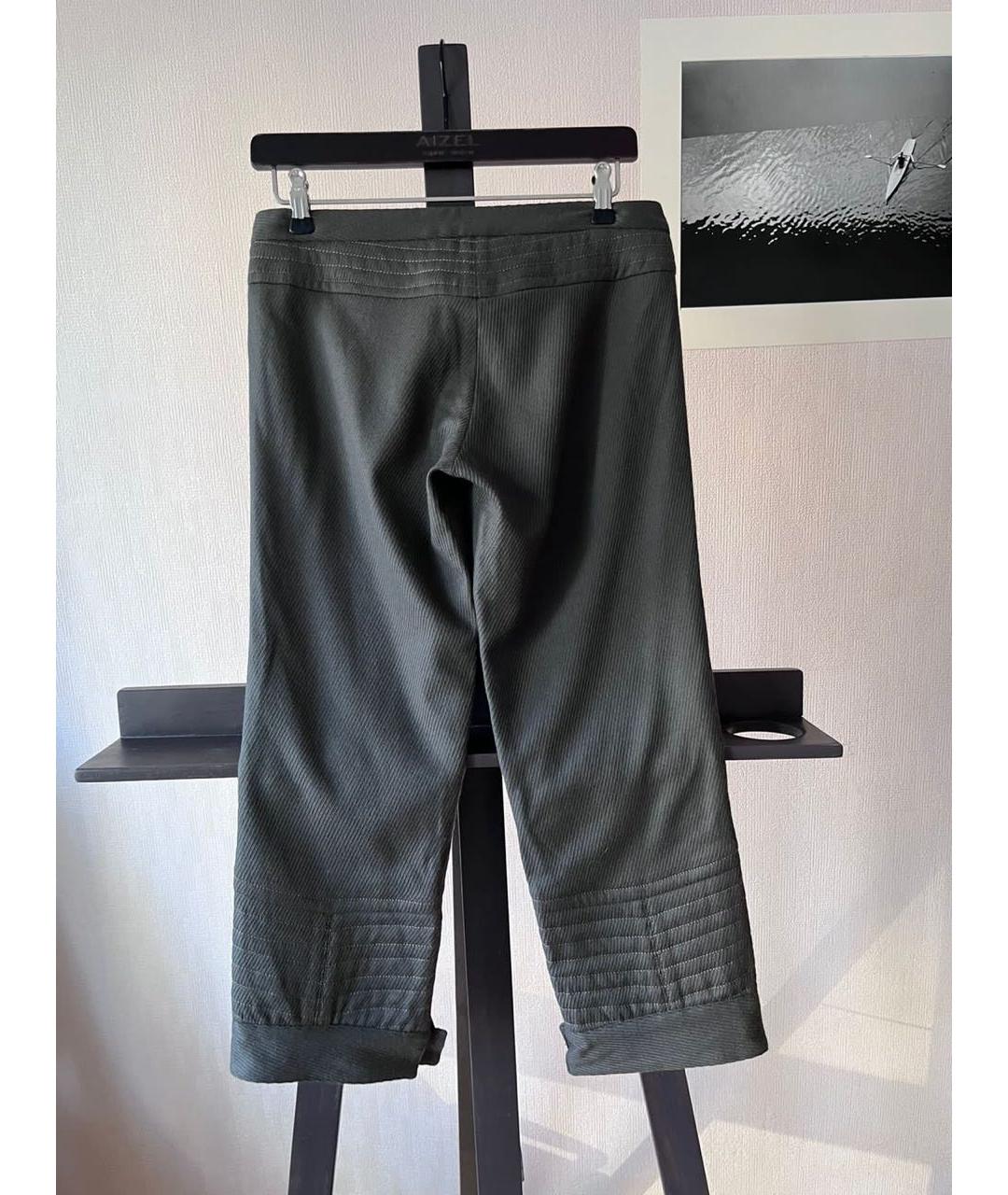 SHARON WAUCHOB Зеленые шерстяные прямые брюки, фото 2