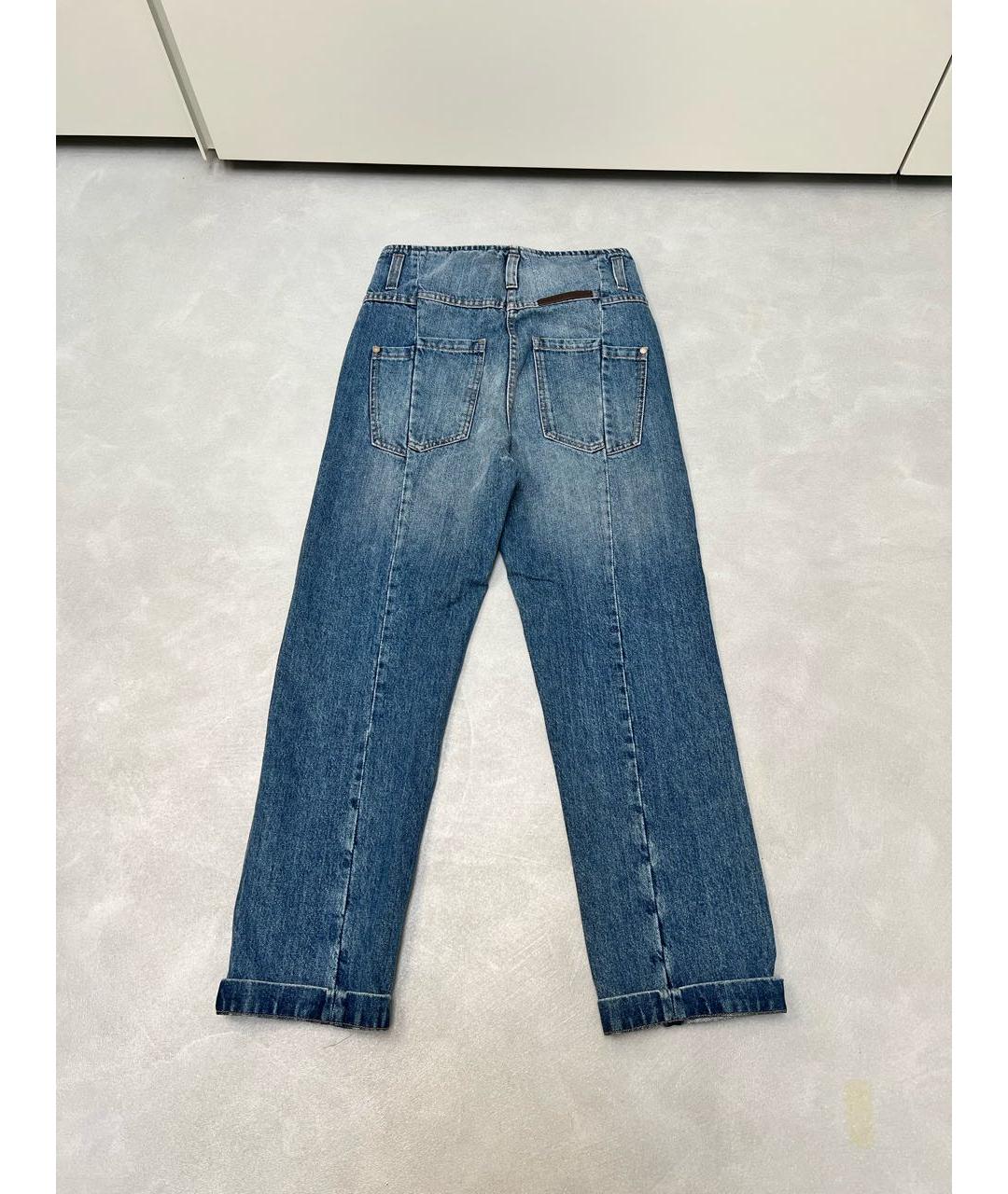 BRUNELLO CUCINELLI Синие хлопковые прямые джинсы, фото 2