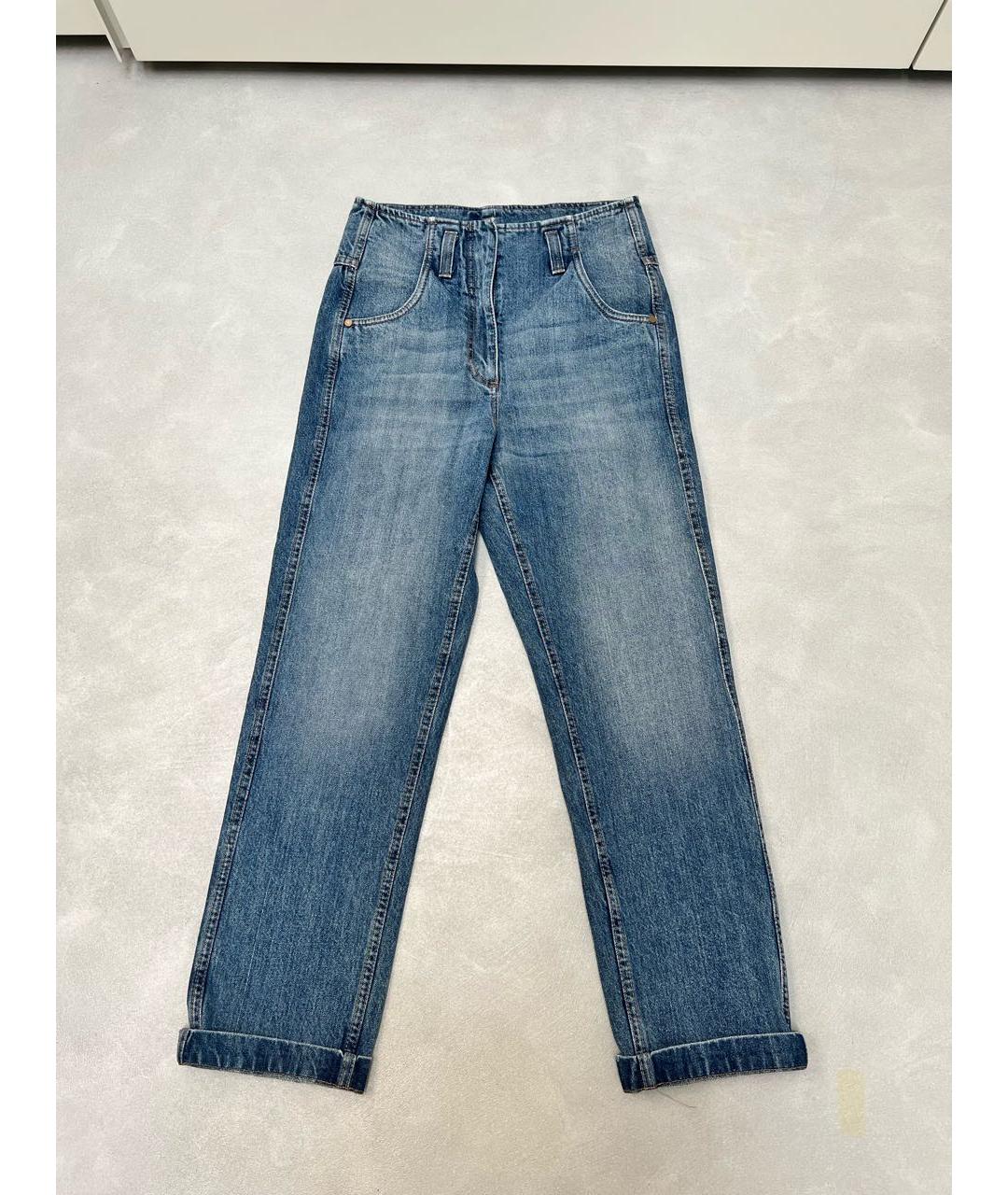 BRUNELLO CUCINELLI Синие хлопковые прямые джинсы, фото 9