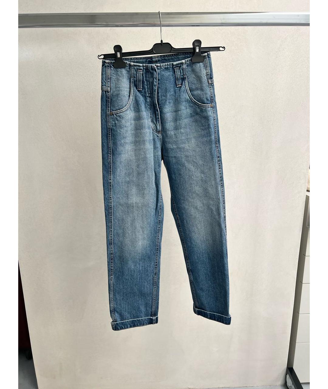 BRUNELLO CUCINELLI Синие хлопковые прямые джинсы, фото 3