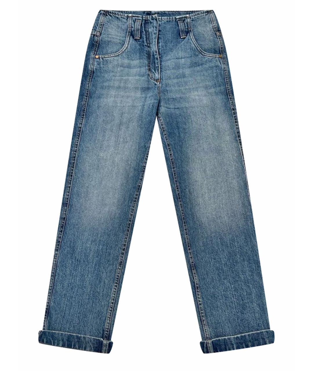 BRUNELLO CUCINELLI Синие хлопковые прямые джинсы, фото 1