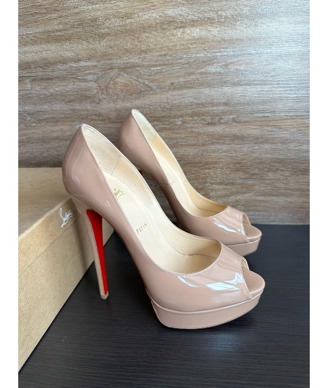 CHRISTIAN LOUBOUTIN Бежевые кожаные туфли, фото 2