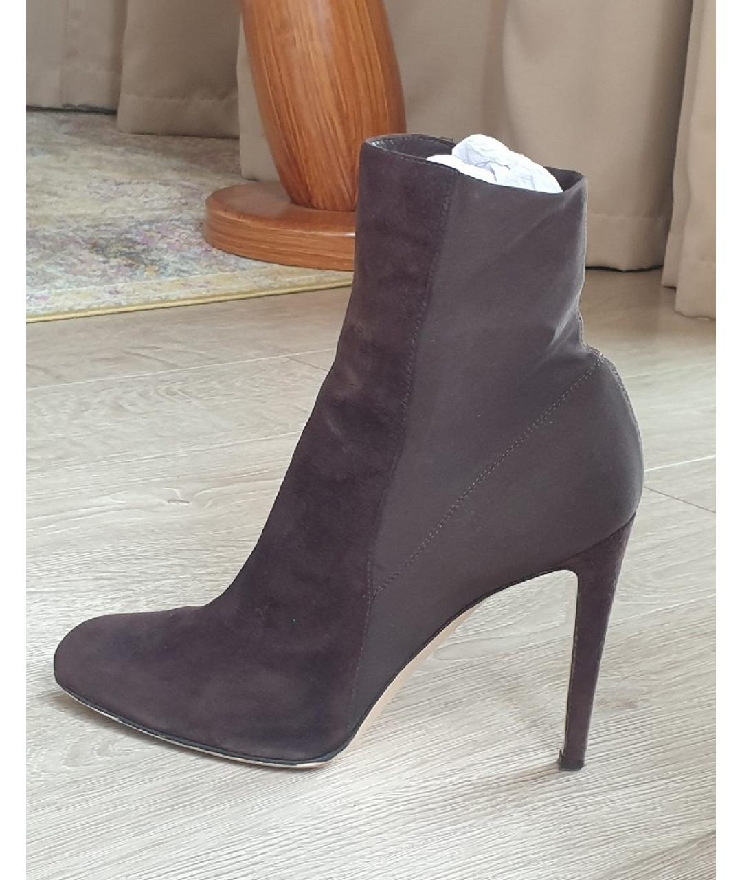 GIANVITO ROSSI Коричневые замшевые ботильоны, фото 8