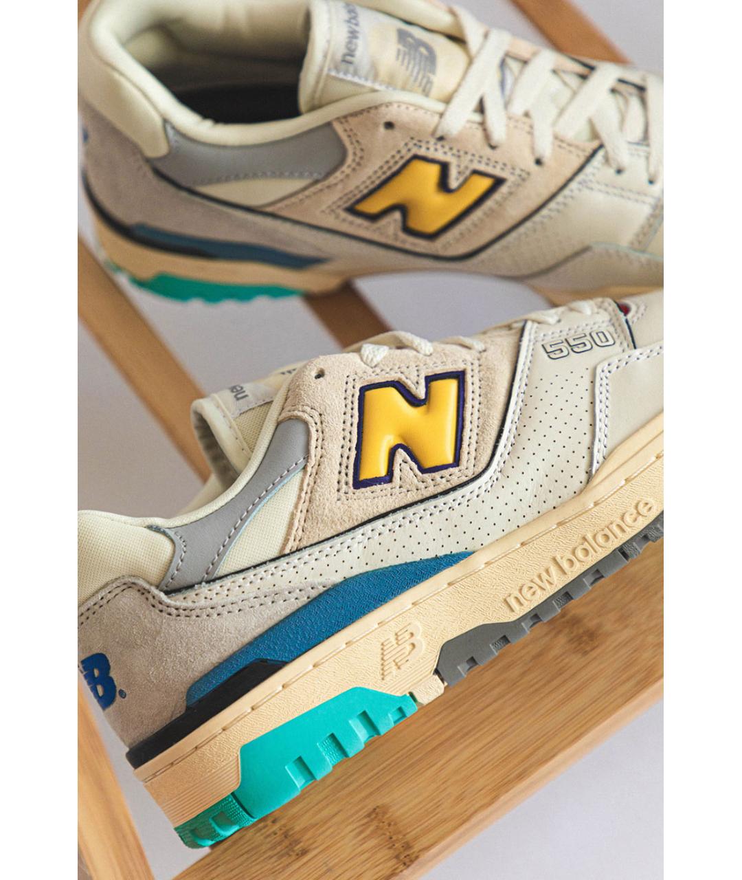 NEW BALANCE Бежевые кожаные кроссовки, фото 9