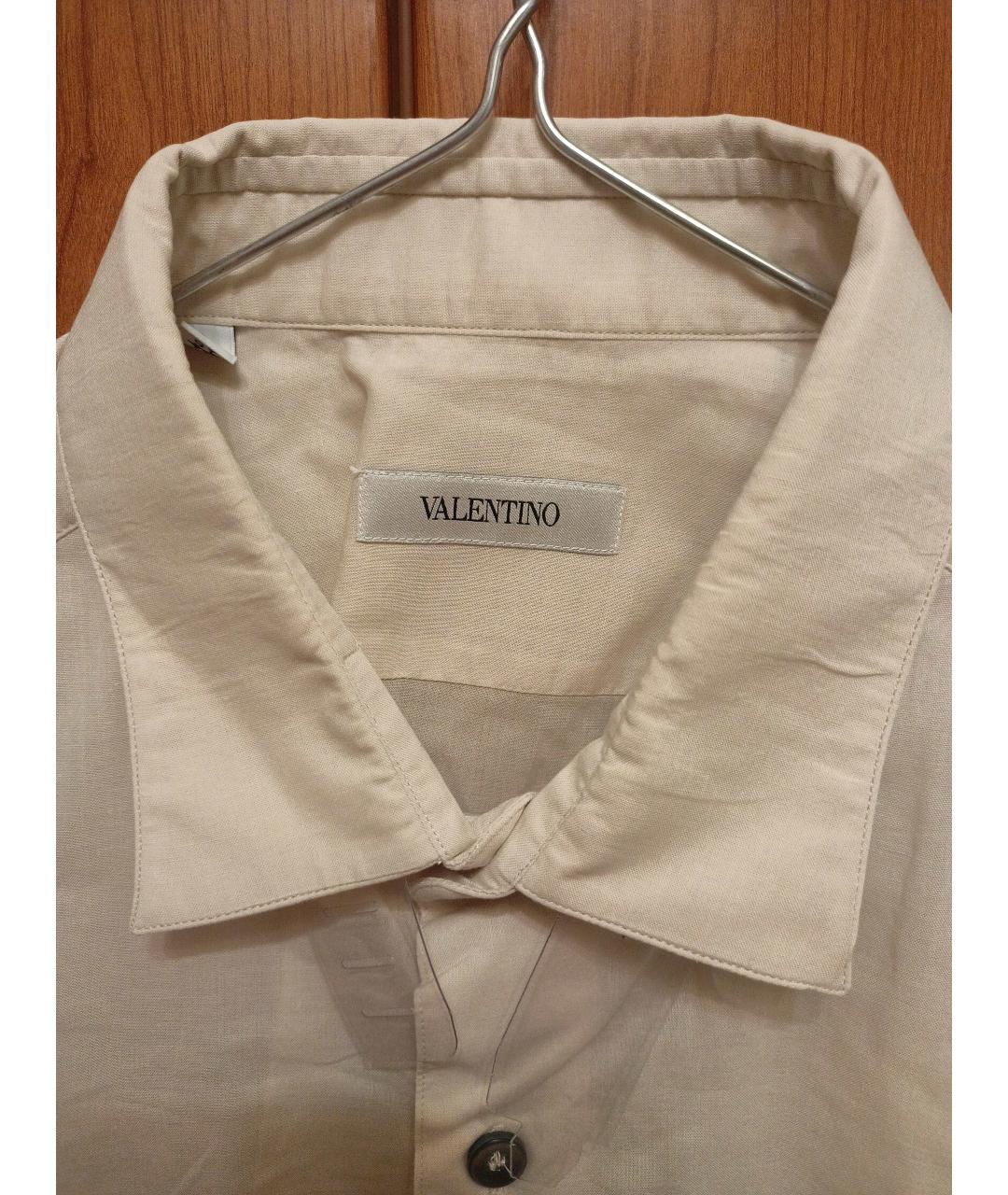 VALENTINO Бежевая хлопковая классическая рубашка, фото 3