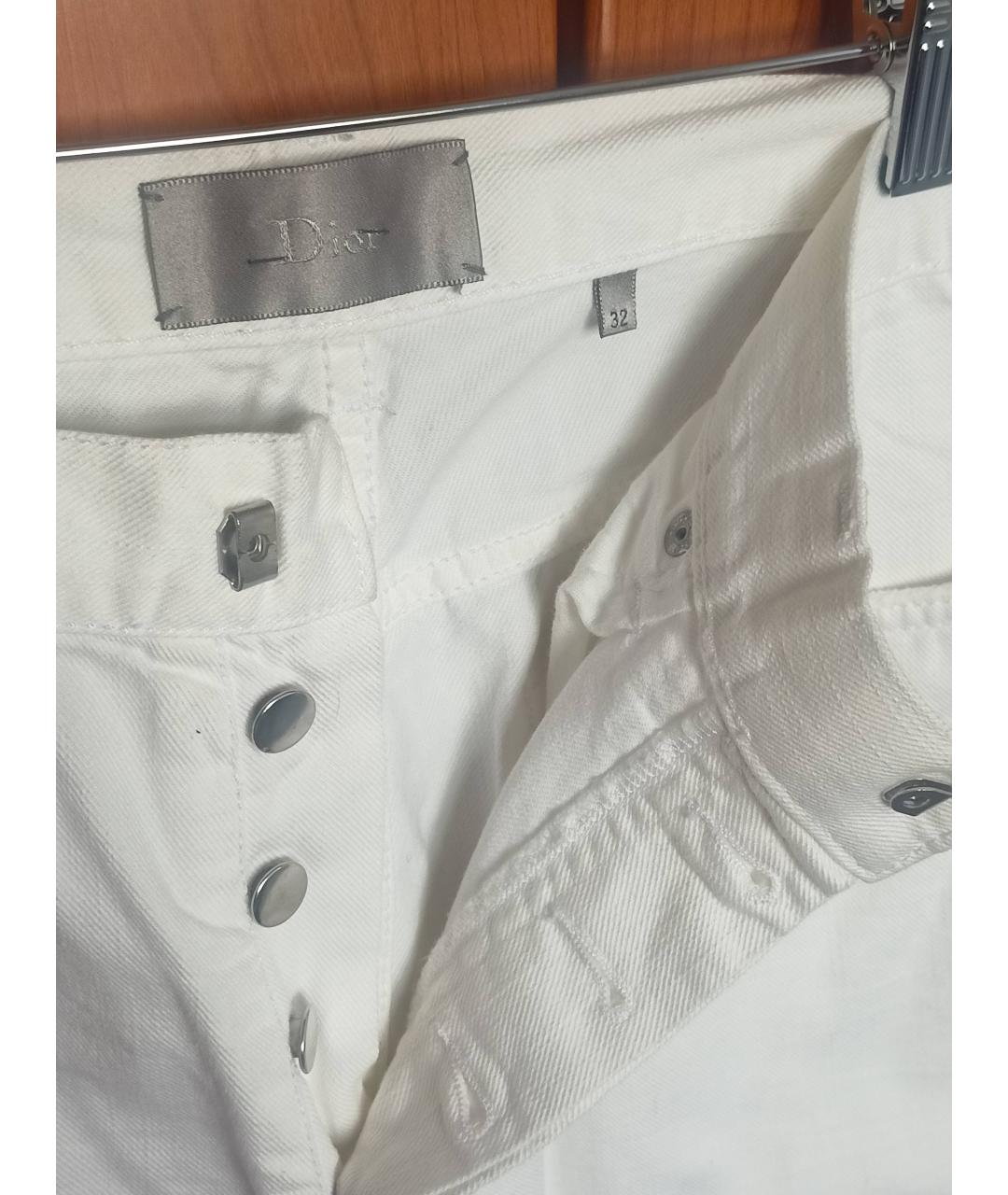 CHRISTIAN DIOR Белые хлопковые прямые джинсы, фото 3