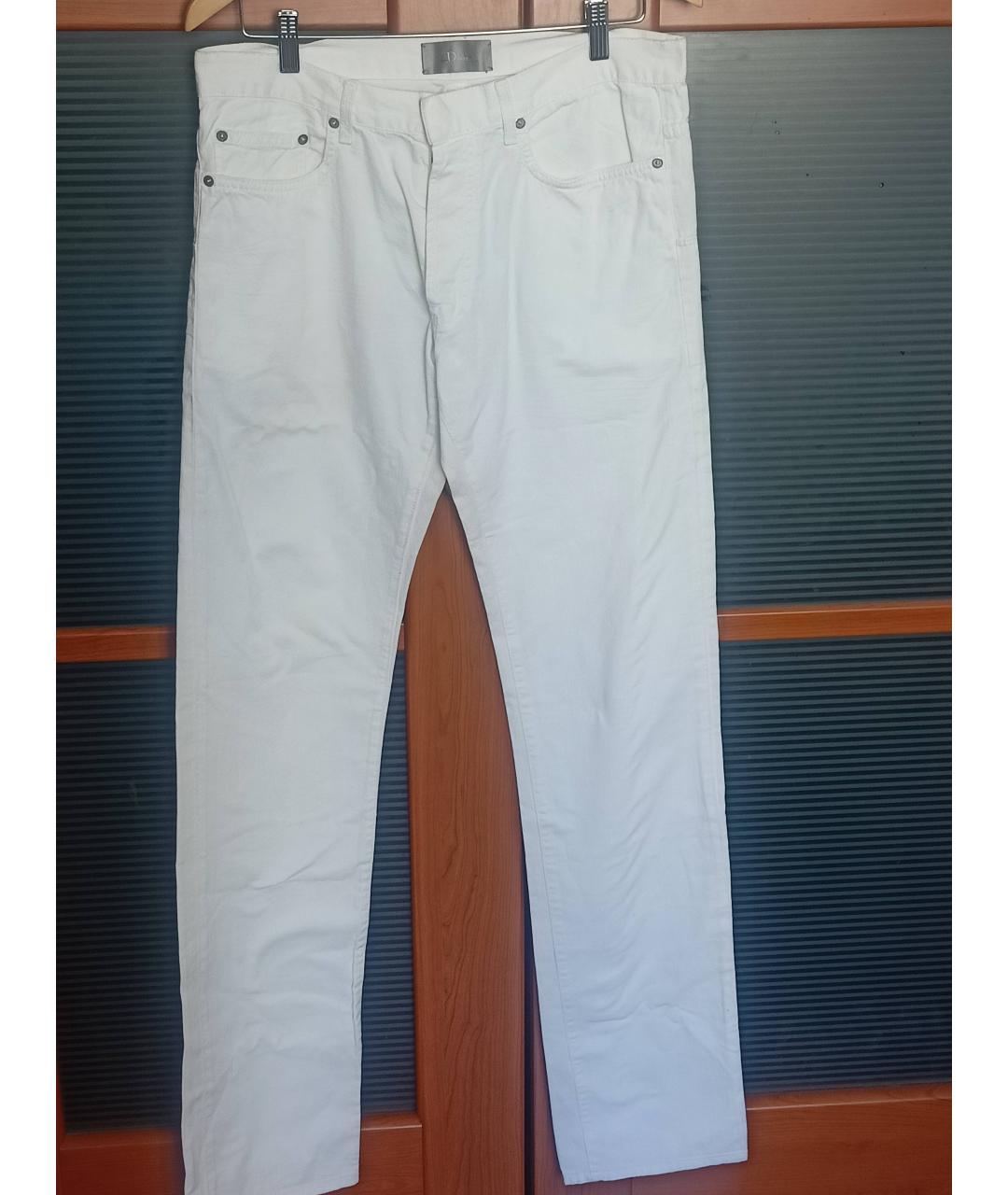 CHRISTIAN DIOR Белые хлопковые прямые джинсы, фото 8