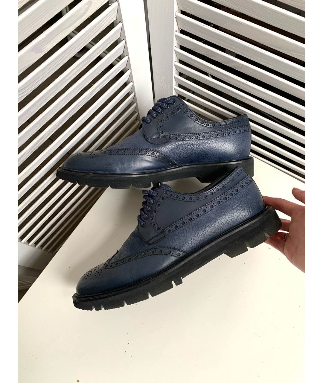 BARRETT Темно-синие кожаные низкие ботинки, фото 2