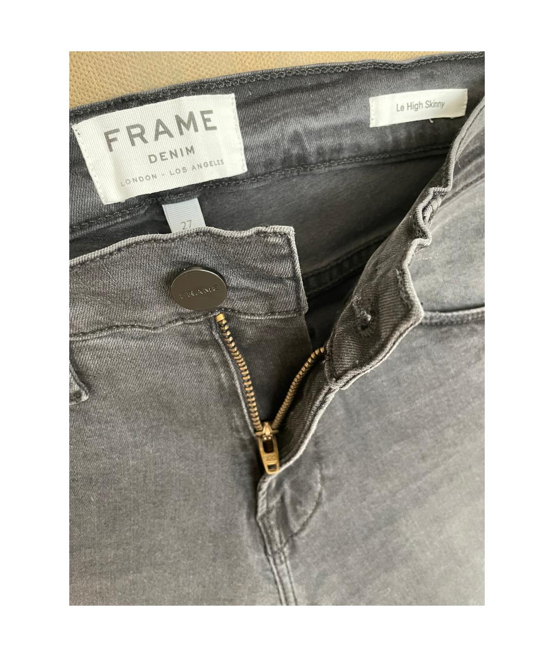 FRAME Серые хлопко-эластановые джинсы слим, фото 3