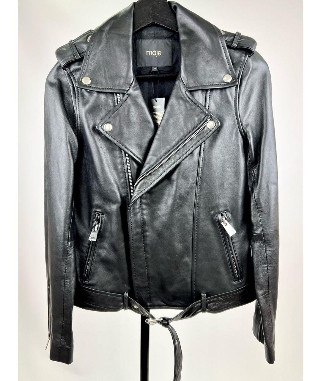 MAJE Черная кожаная куртка, фото 2