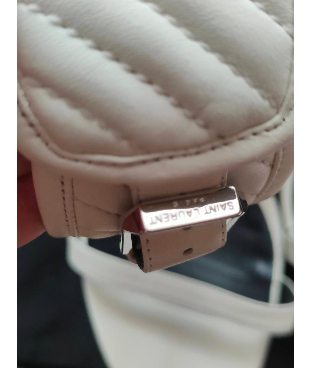SAINT LAURENT Бежевые кожаные босоножки, фото 9