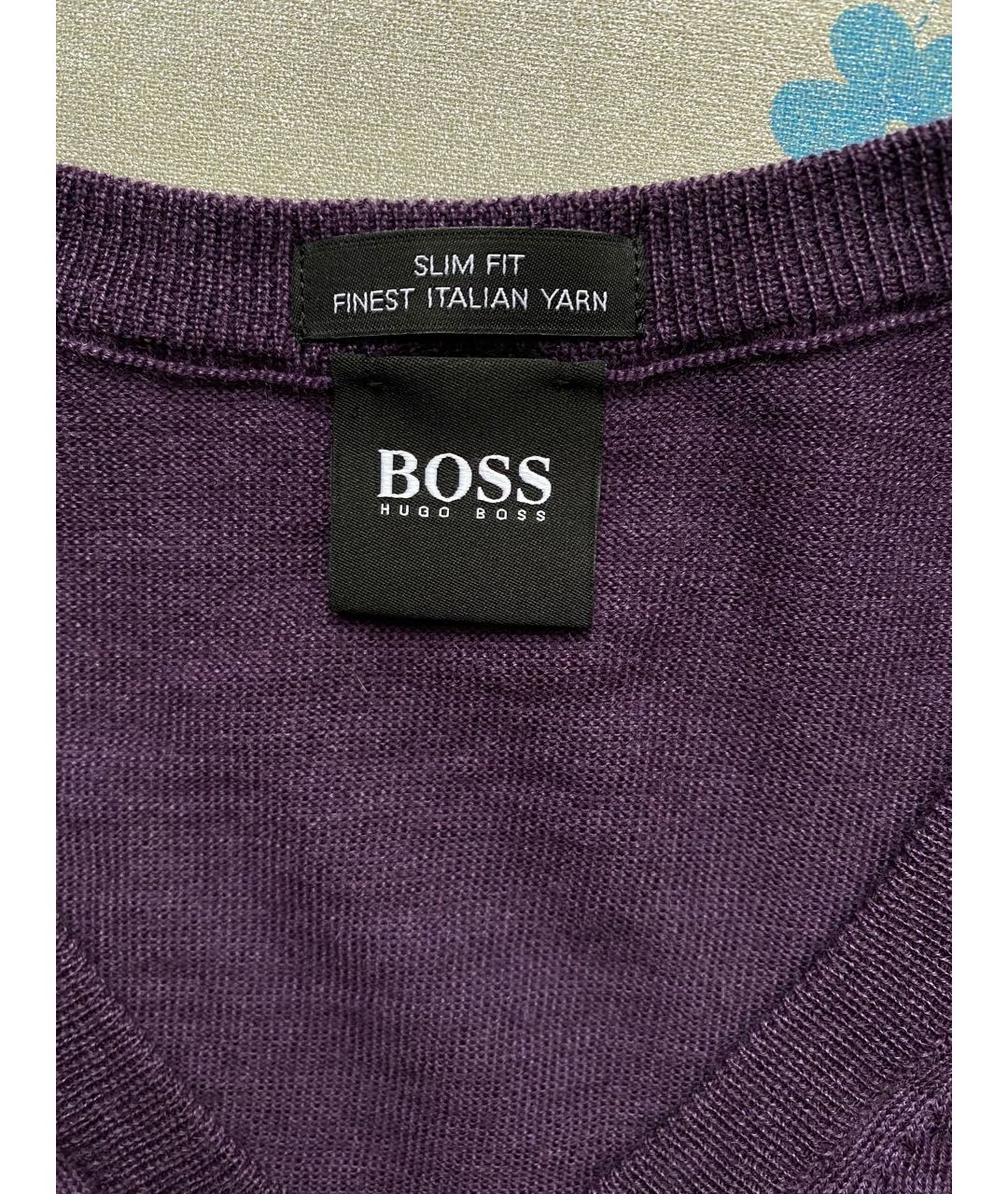 HUGO BOSS Фиолетовый шерстяной джемпер / свитер, фото 2
